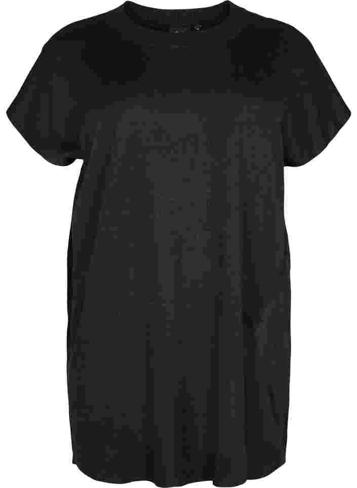 Stickad klänning i glitter och korta ärmar, Black W/Lurex, Packshot image number 0