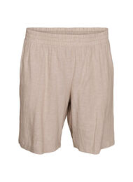 Shorts i linne och viskos med h&ouml;g midja, Beige