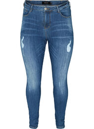 Amy Jeans med slitna detaljer, Blue denim