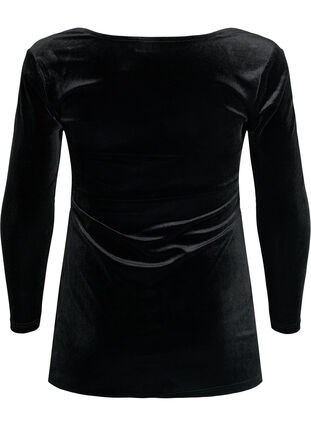 Kort klänning i velour med spetsdetalj, Black, Packshot image number 1