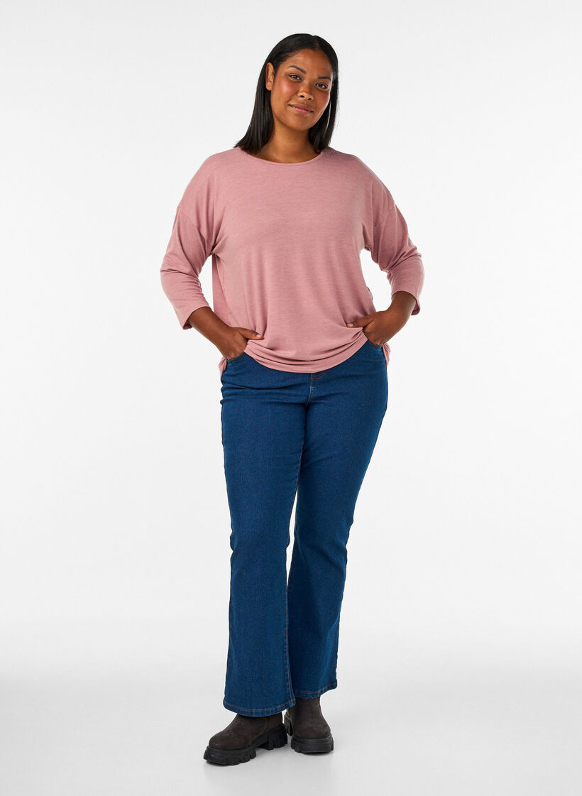 Jerseyblus med 3/4-&auml;rm, Rosa, Model image number 1