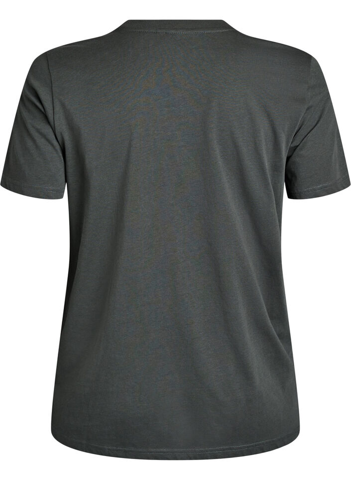 Enkel t-shirt i bomull med rund halsringning, Gr&ouml;n, Packshot image number 1