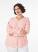 Blus i linne och viskos med v-ringning, Orange, Model image number 0