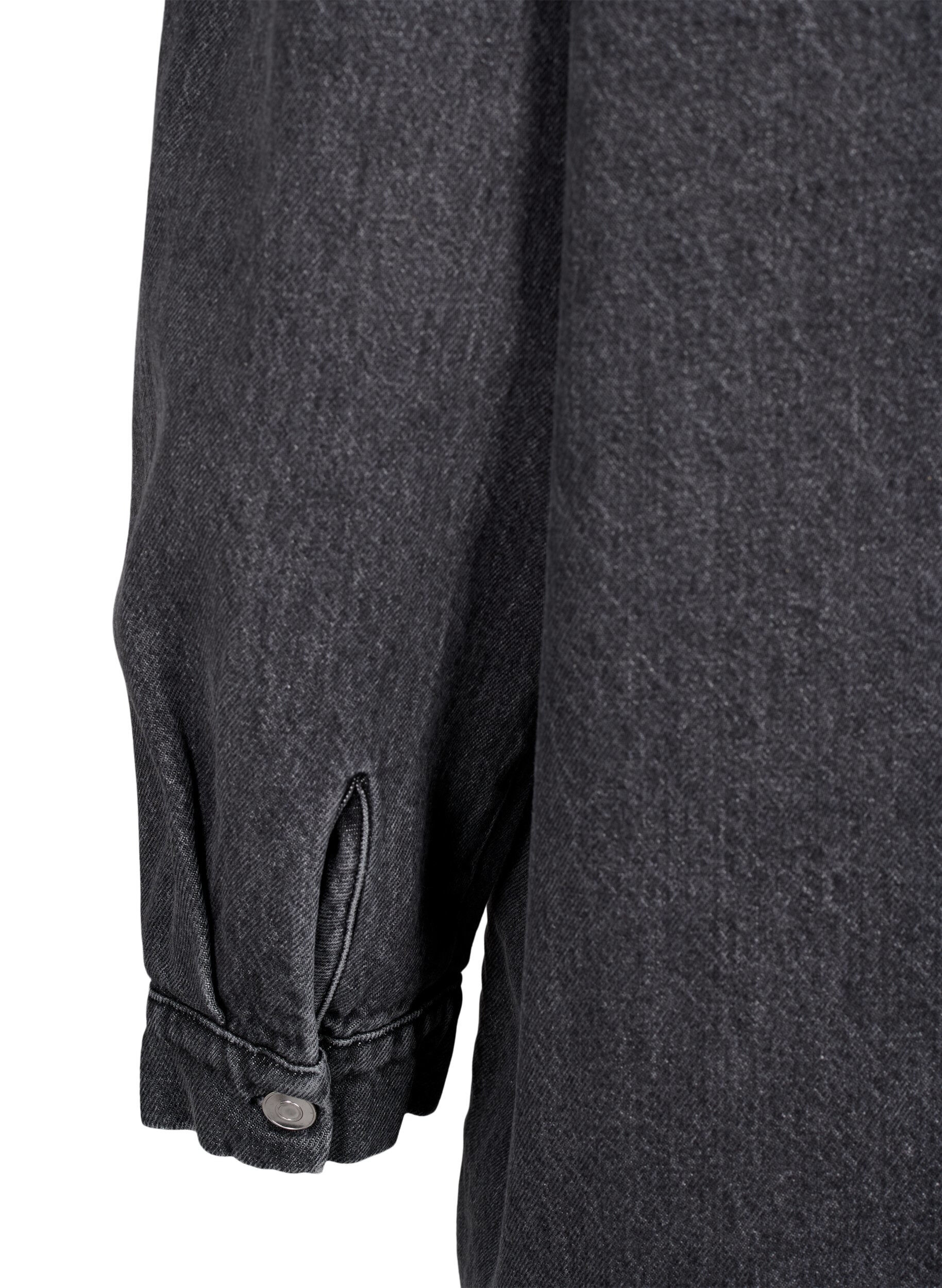 Zizzi L&ouml;st sittande denimjacka med knappar, Grey Denim, Packshot image number 4