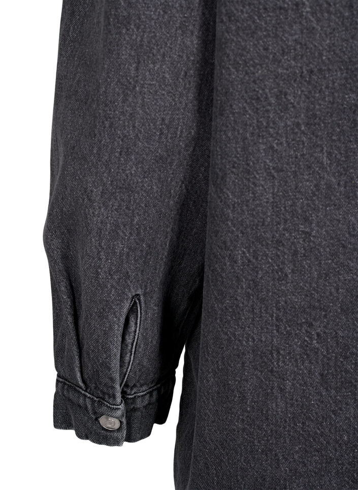 L&ouml;st sittande denimjacka med knappar, Grey Denim, Packshot image number 4