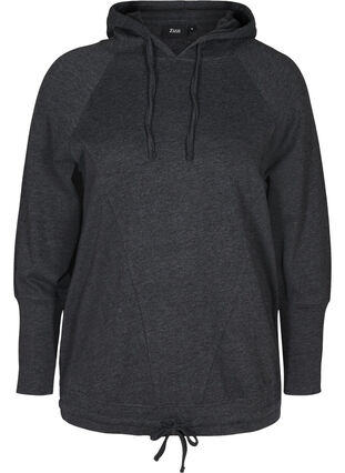 Sweatshirt med justerbar nederdel, Black Mel., Packshot image number 0