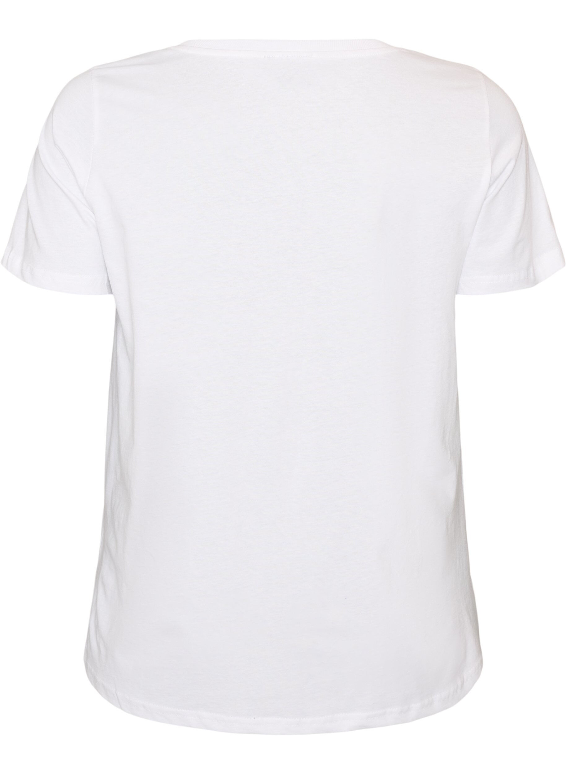 ZizziT-shirt i bomull med tryck framtill och v-ringning, Vit, Packshot image number 1