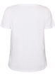 T-shirt i bomull med tryck framtill och v-ringning, Vit, Packshot image number 1