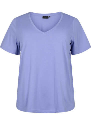 Kortärmad t-shirt med v-hals, Lavender Viloet, Packshot image number 0