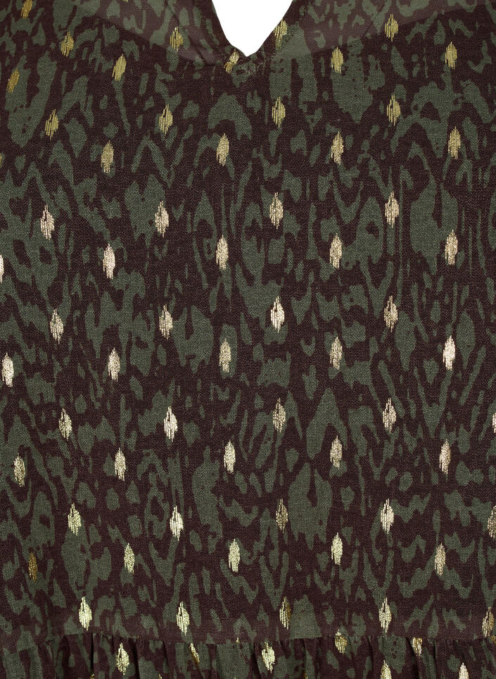 Tunika med print og lurex, Green Ethnic AOP, Packshot image number 2