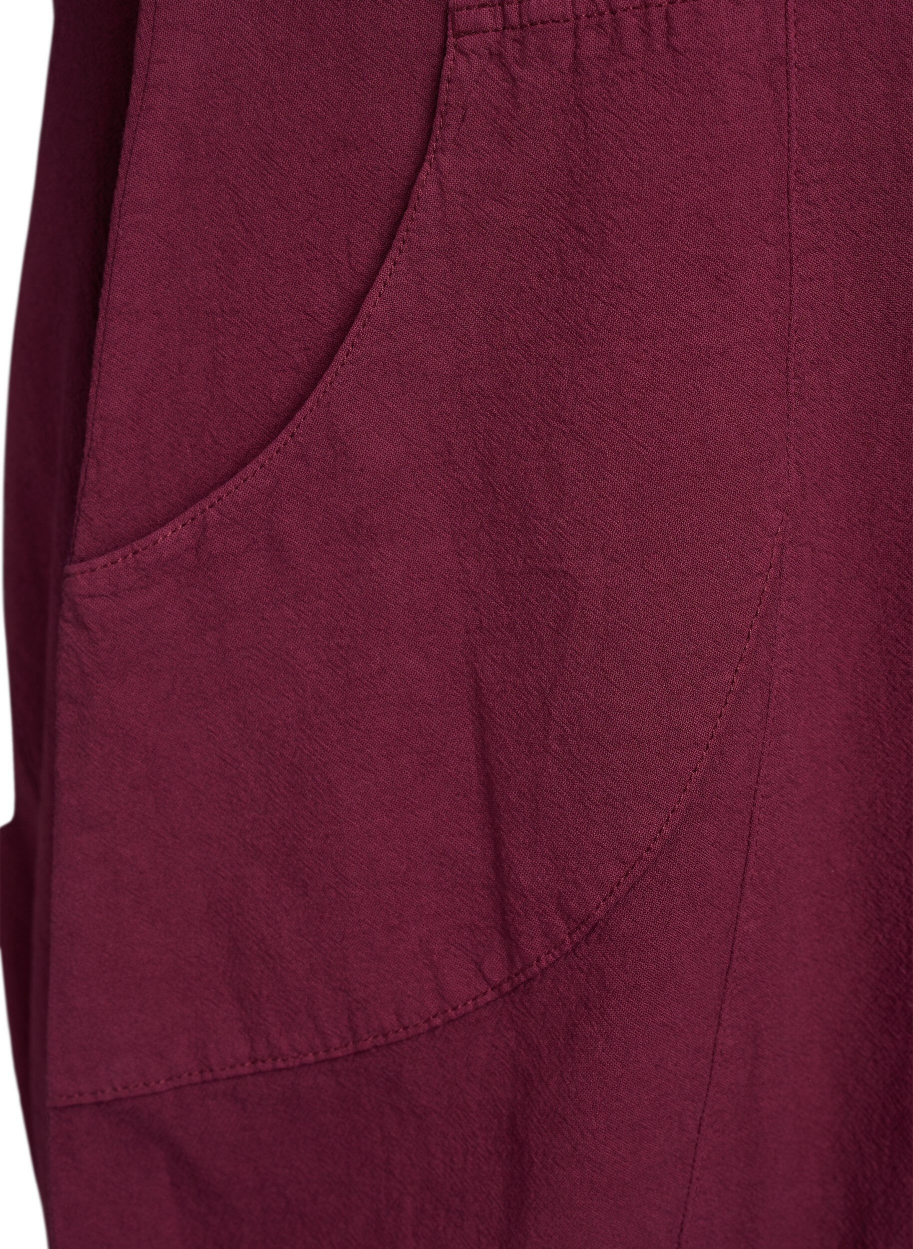 ZizziKort&auml;rmad kl&auml;nning i bomull, M&ouml;rk Bordeaux, Packshot image number 3