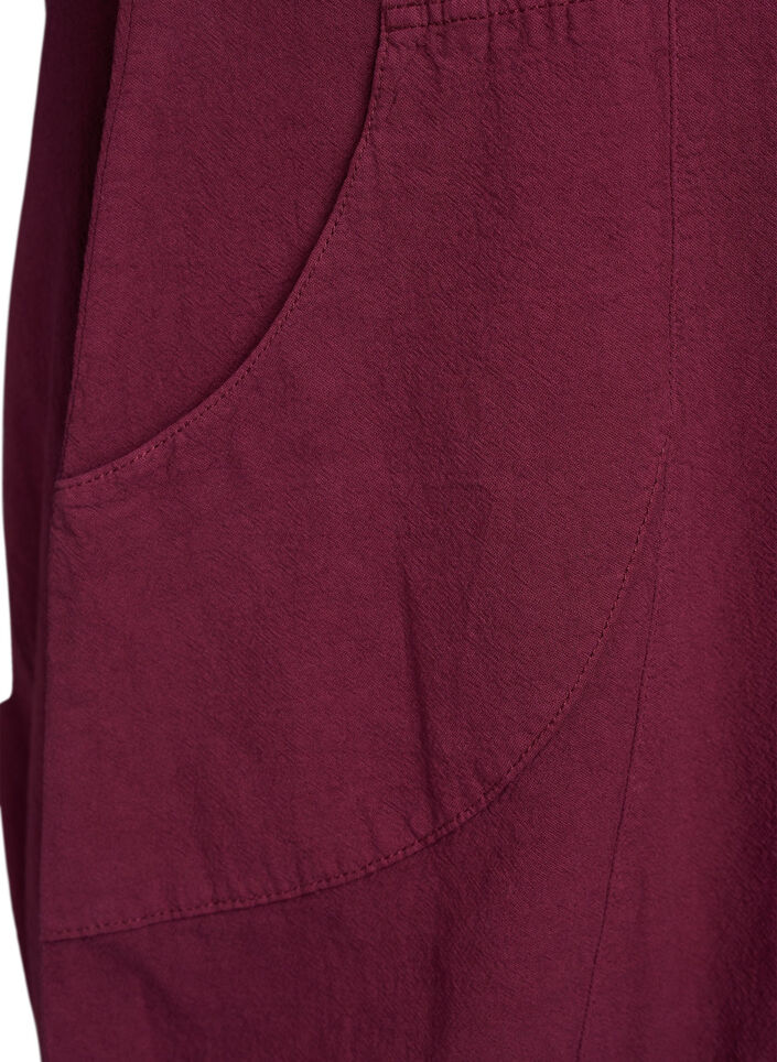 Kort&auml;rmad kl&auml;nning i bomull, M&ouml;rk Bordeaux, Packshot image number 3