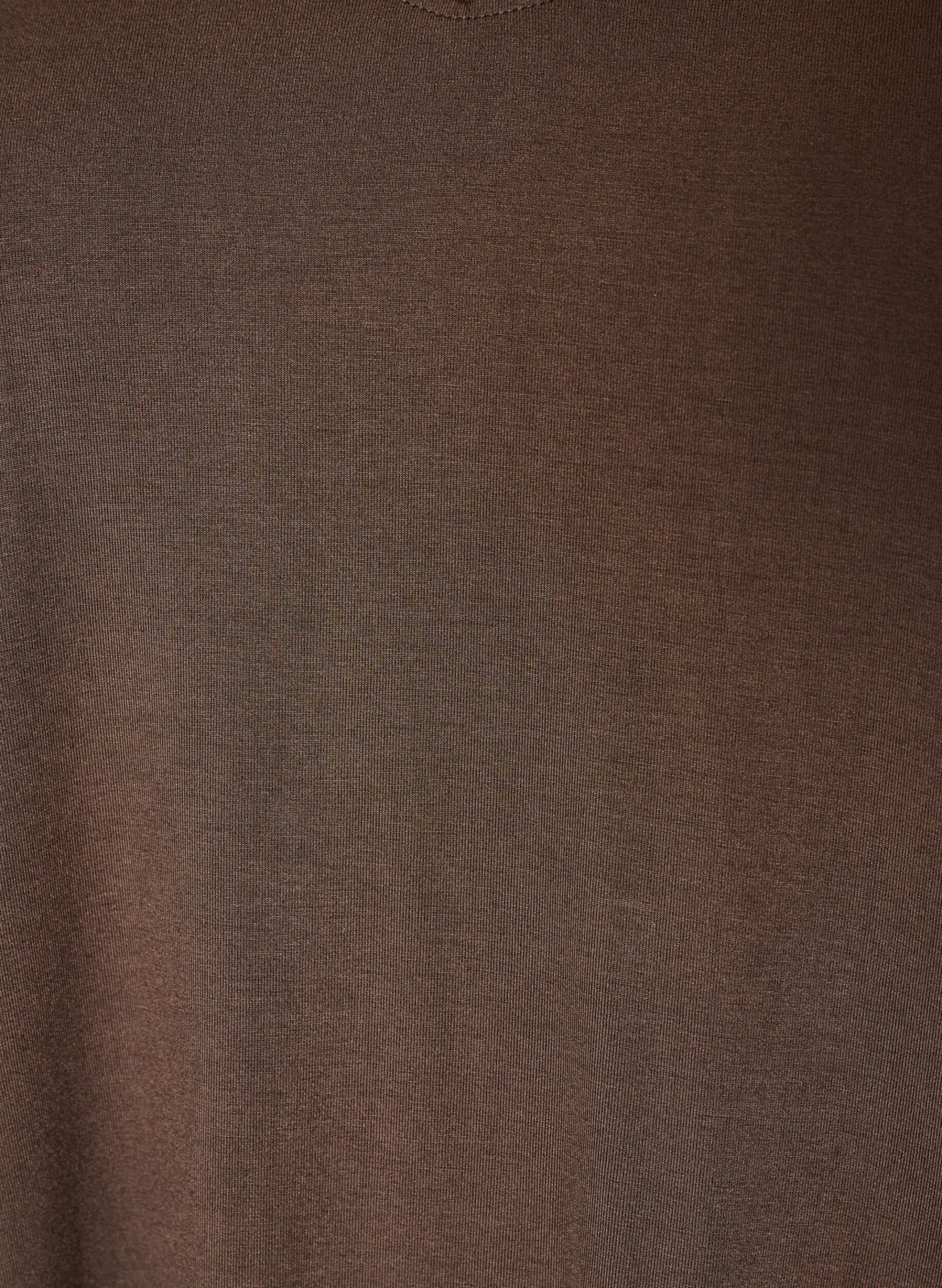ZizziBas-t-shirt med v-ringning i viskos, Brun, Packshot image number 2