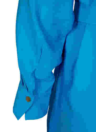 Skjortklänning i viskos med midjebälte, Dresden Blue, Packshot image number 3