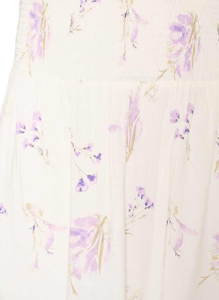 Maxikjol i viskos med smock, Vit, Packshot image number 2