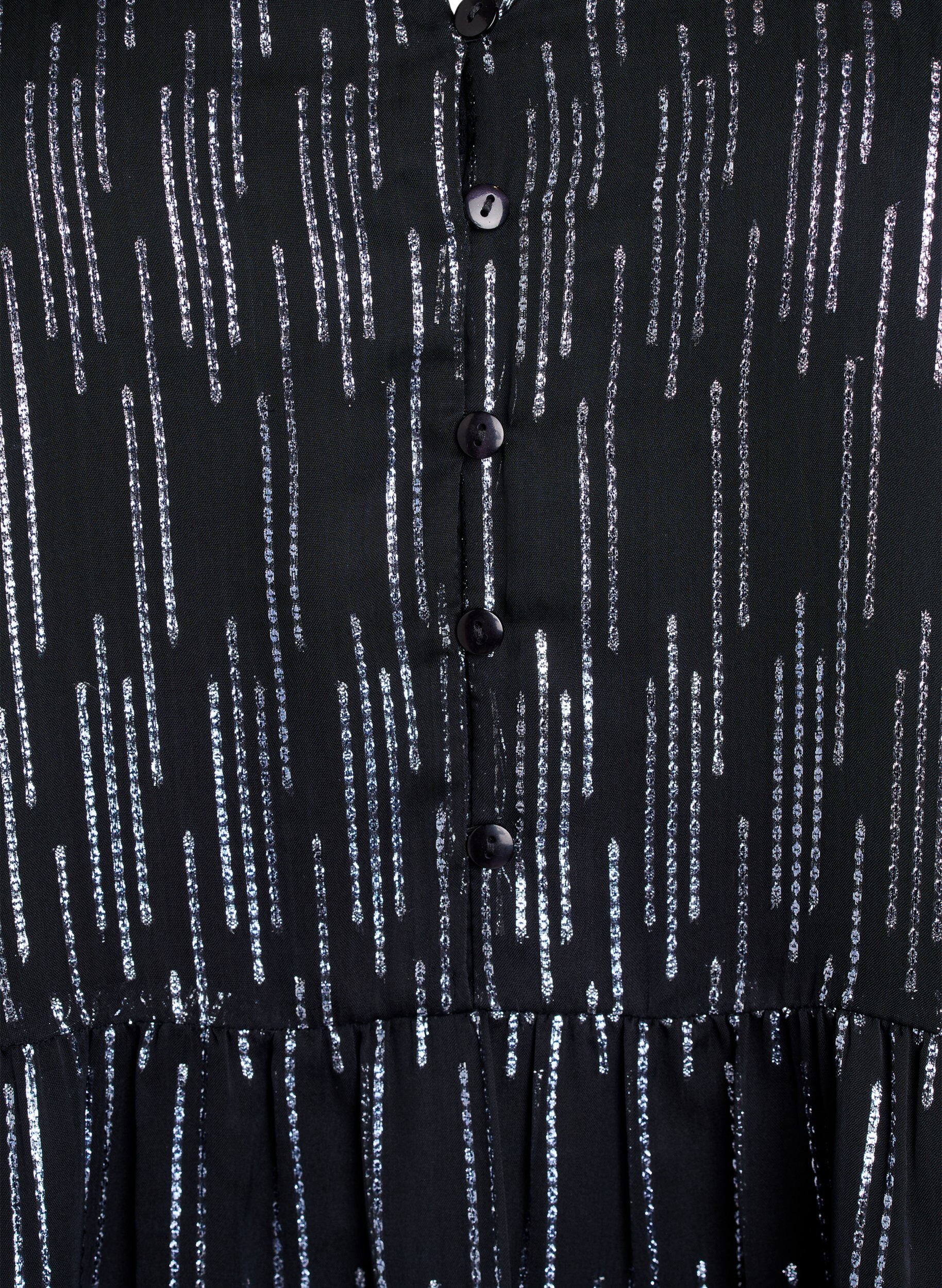 Zizzi Kort festkl&auml;nning med glitterm&ouml;nster, Svart, Packshot image number 2