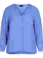 Enfärgad skjorta med V-ringning, Ultramarine, Packshot