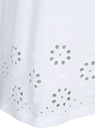 T-shirt i bomull med broderi anglaise, Bright White, Packshot image number 3
