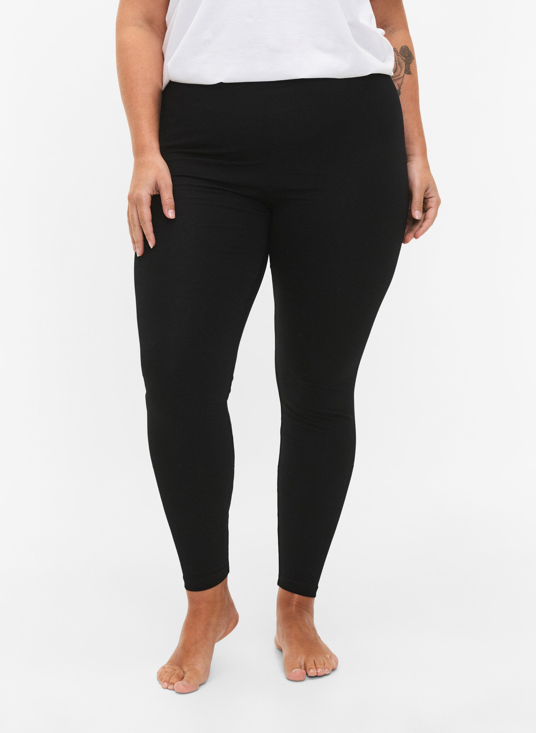 2-pack leggings i bomull, Svart, Model