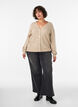 Kofta med V-ringning och ribbad struktur, Beige, Model image number 1