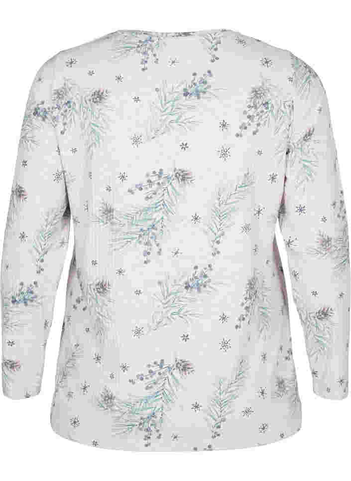 Ribbad långärmad tröja, Natural Mél AOP Gran, Packshot image number 1
