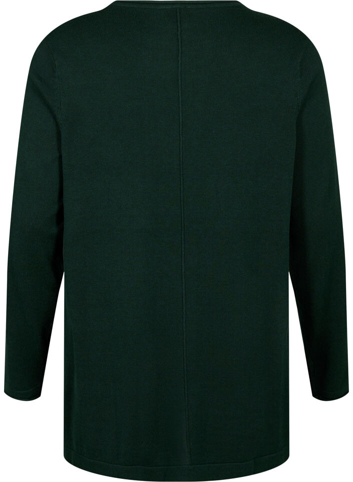 Stickad blus i bomull-viskosblandning, Grön, Packshot image number 1