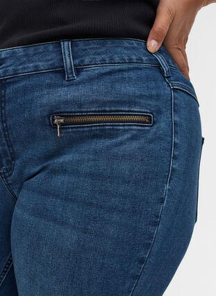 Extra slim Sanna jeans med dragkedjor, Blue denim, Model image number 2