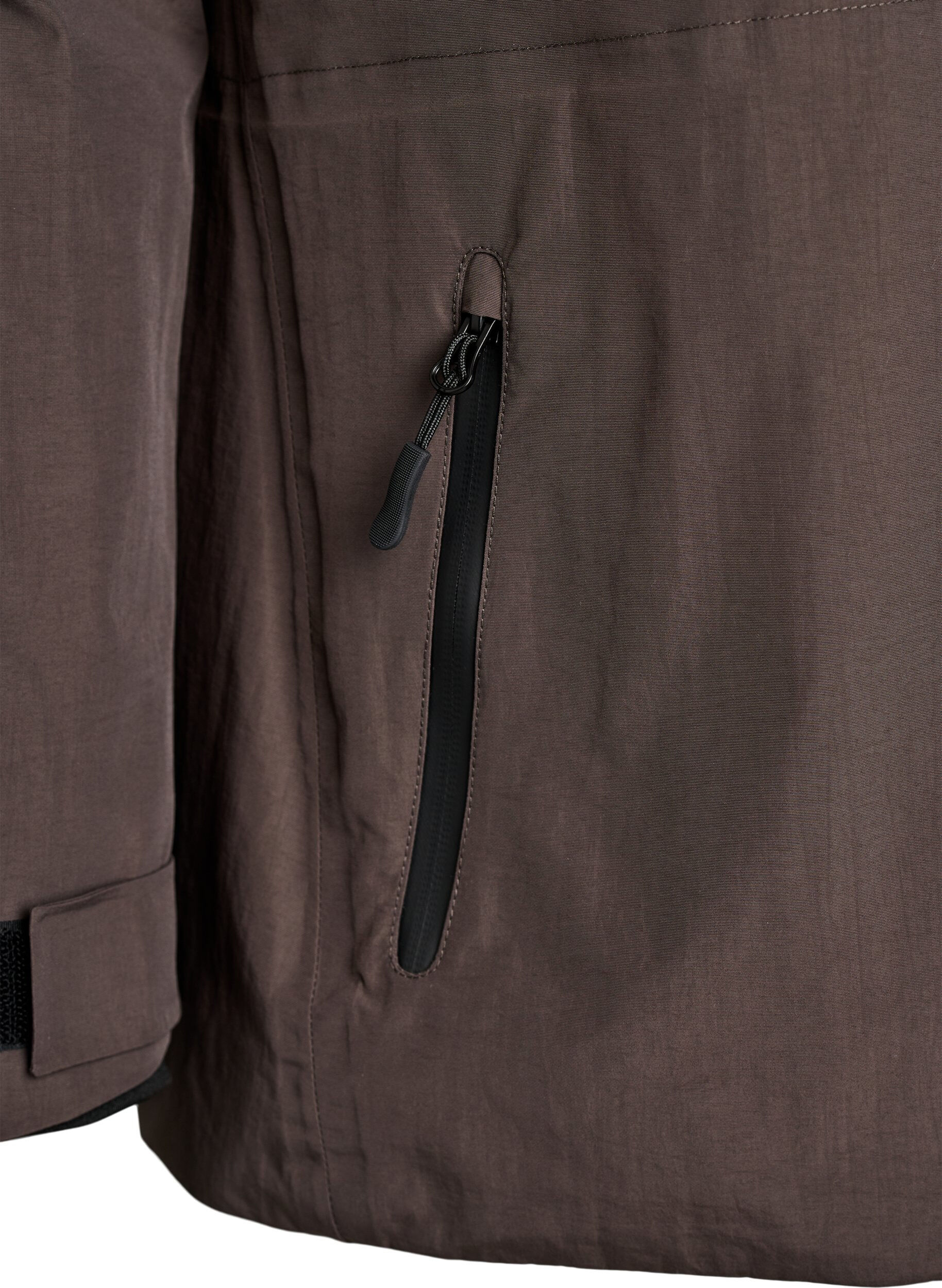ZizziVattent&auml;t vinterjacka med avtagbar huva, Brun, Packshot image number 3