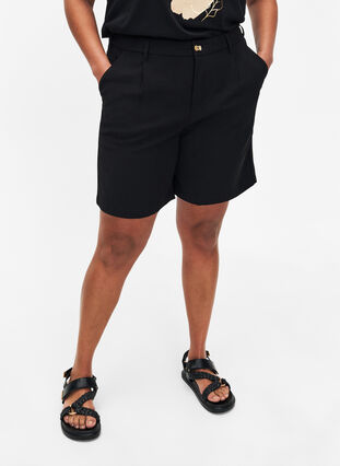 Bermuda -shorts med hög midja, Black, Model image number 2
