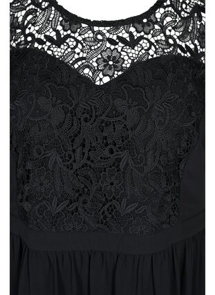 Kortärmad klänning med spetstopp, Black, Packshot image number 2
