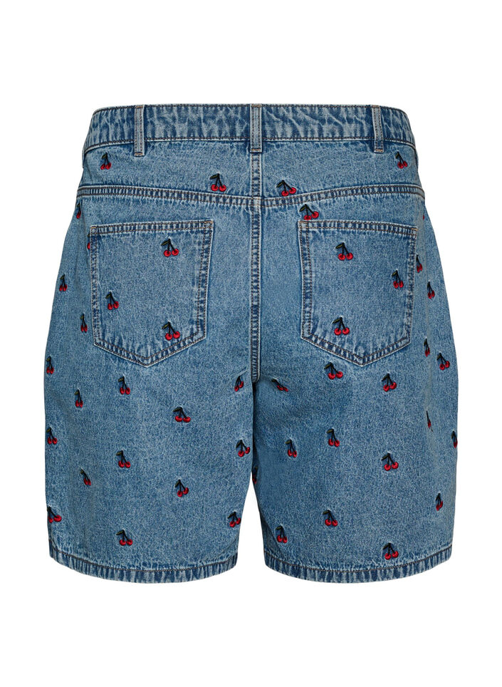 Broderade jeansshorts, Bl&aring;, Packshot image number 1