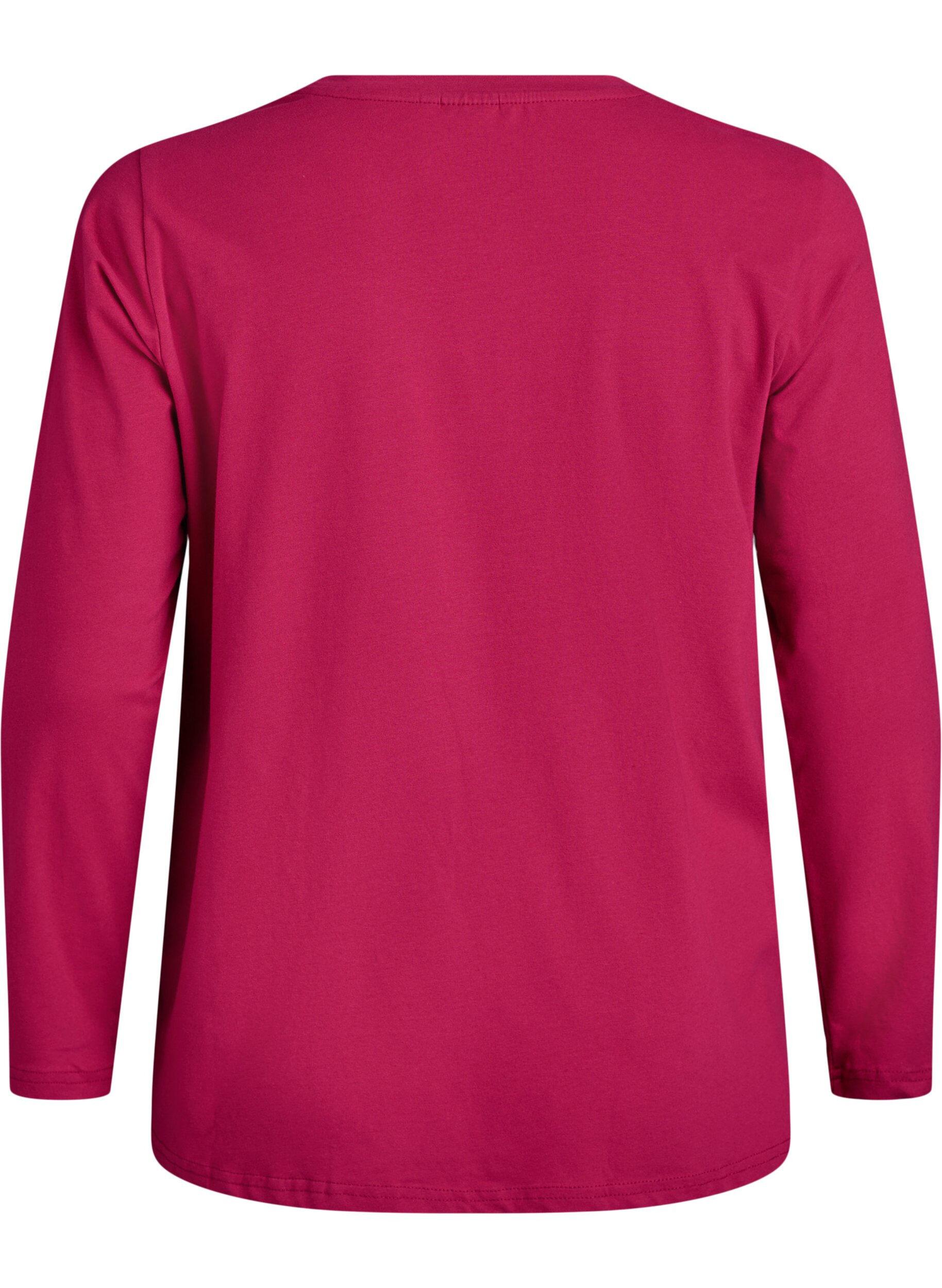Zizzi Baskopp i jersey med l&aring;nga &auml;rmar, Rosa, Packshot image number 1