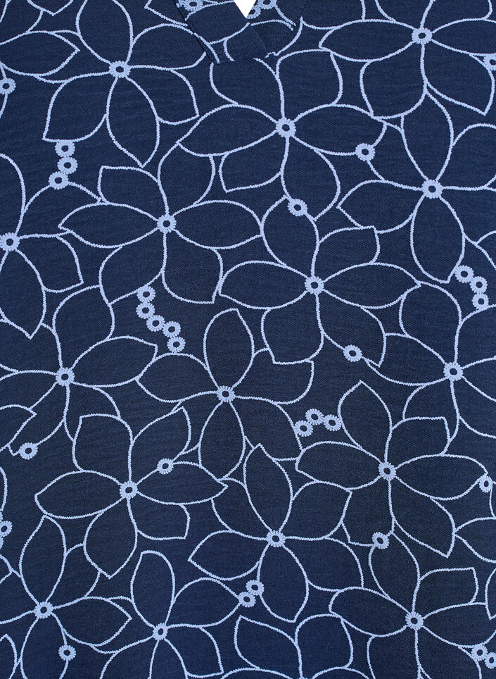 Långärmad blus med blombroderi, Blå, Packshot image number 2