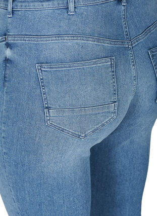 Croppade Amy jeans med råa kanter, Blue denim, Packshot image number 3