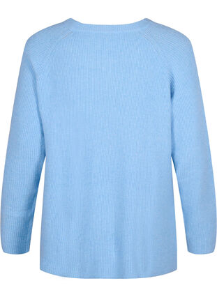 Melerad tröja med slits i sidan, Blue Bell/White Mel., Packshot image number 1