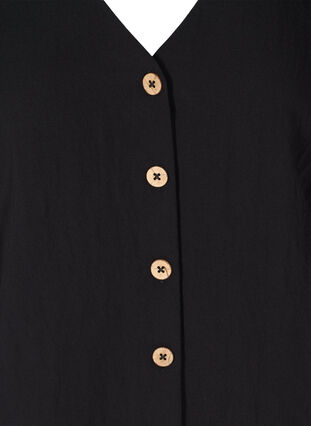 Viskosblus med knappar och v-ringning, Black, Packshot image number 2