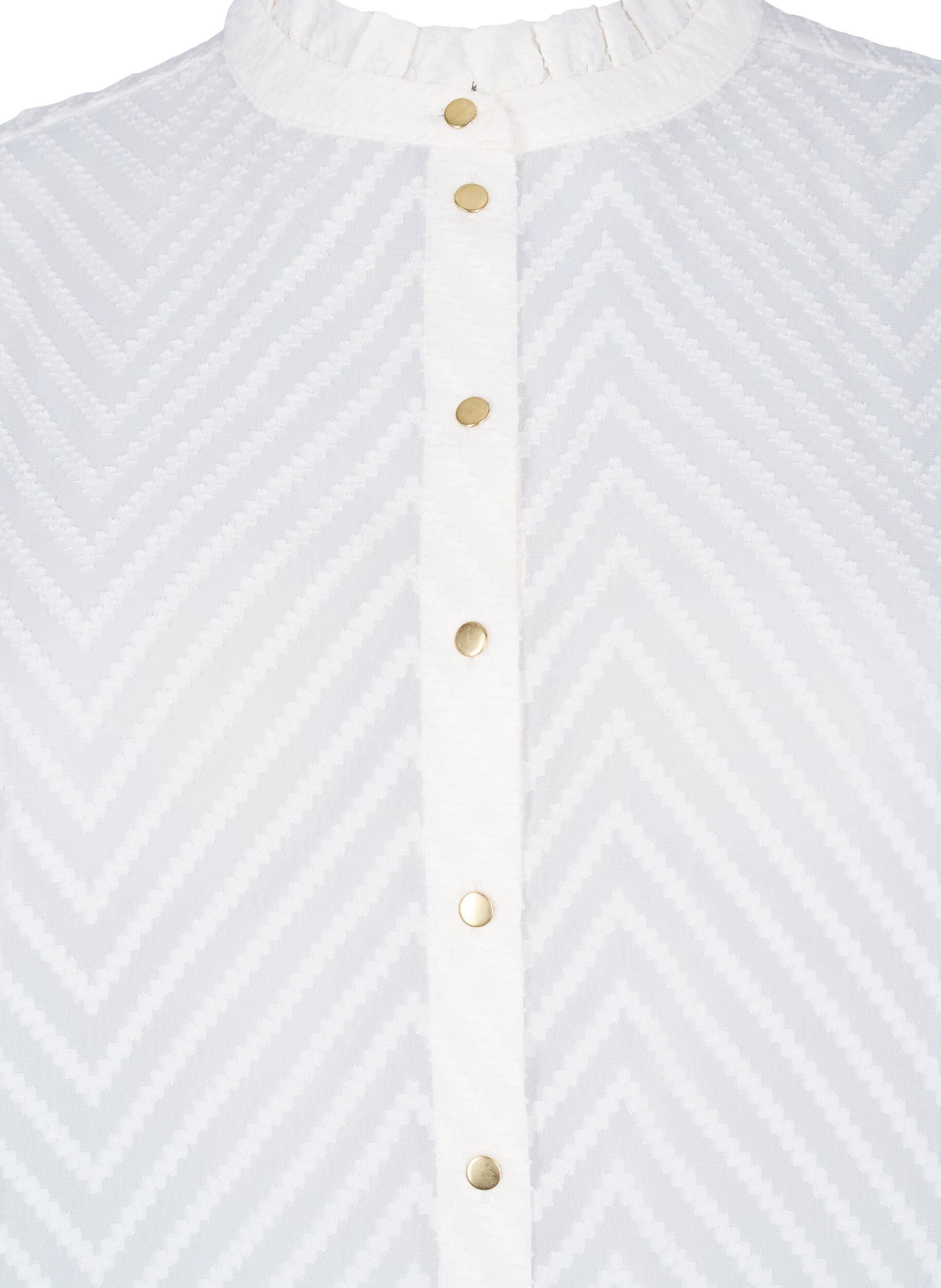 ZizziSkjortblus med volanger och m&ouml;nstrad textur, Snow White, Packshot image number 2
