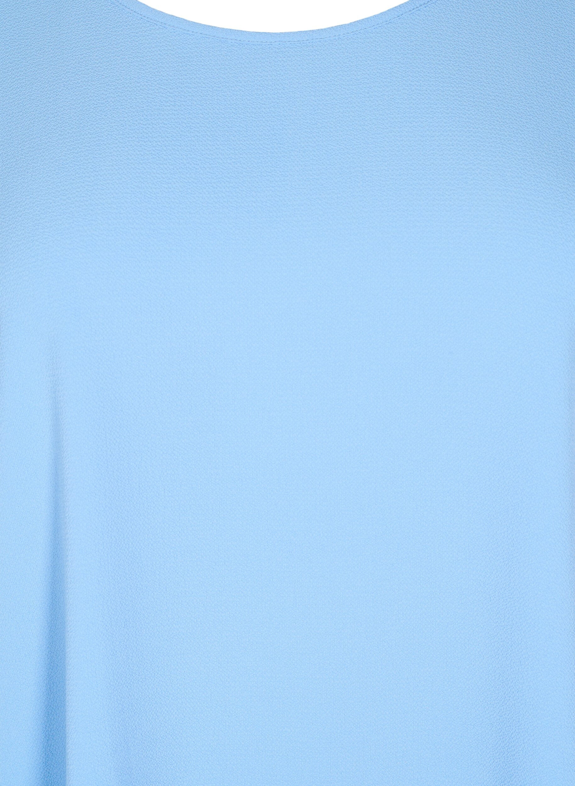 Zizzi Blus med korta &auml;rmar och rund halsringning, Bl&aring;, Packshot image number 2