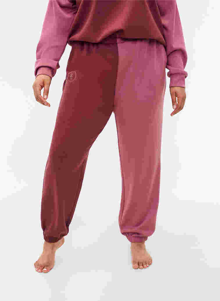 Sweatpants med colour block, Red Mahogany/RoseBr., Model image number 2