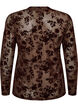 Blus i mesh med blomm&ouml;nster, Brun, Packshot image number 1
