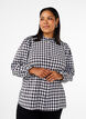 Rutig skjortblus med volangdetaljer, Black/W. Gingham, Model image number 0