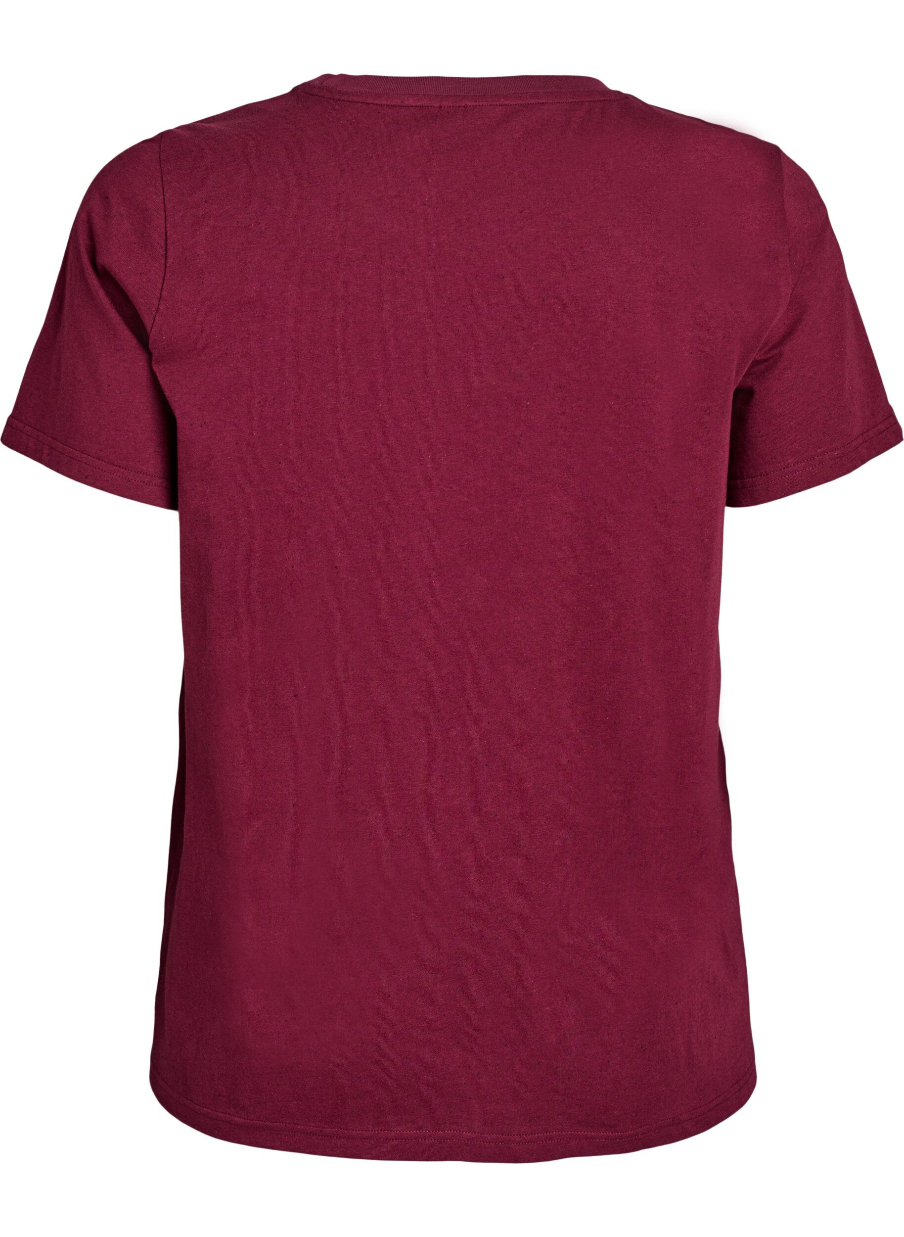 Zizzi T-shirt i bomull med rund halsringning, M&ouml;rk Bordeaux, Packshot image number 1