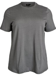 Enkel t-shirt i bomull med rund halsringning, Gr&aring;