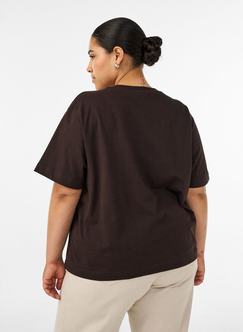 Boxig t-shirt i bomull, Brun, Model image number 2
