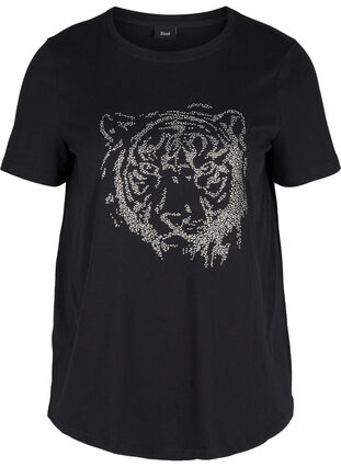 T-shirt i ekologisk bomull med stenar, Black , Packshot image number 0