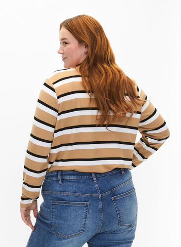 Randig blus med långa ärmar, Stripe, Model image number 1