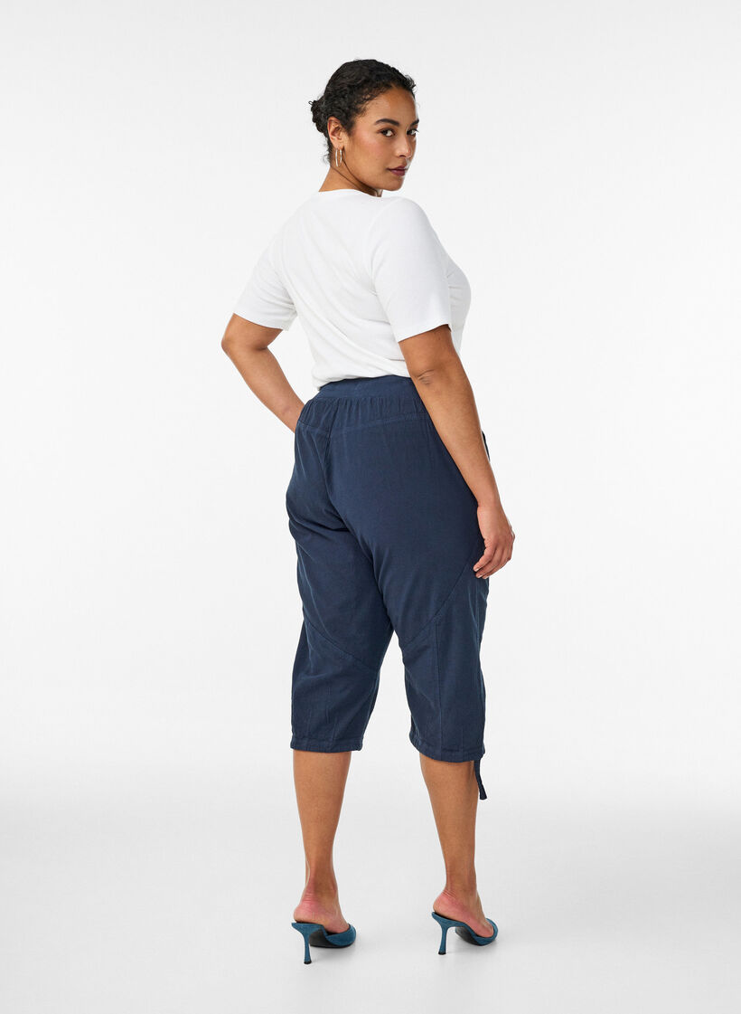 Capribyxor i bomull, Bl&aring;, Model image number 1