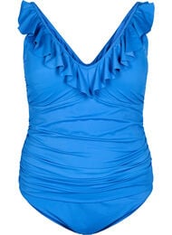 Baddräkt med volanger och uttagbar vaddering, Blå