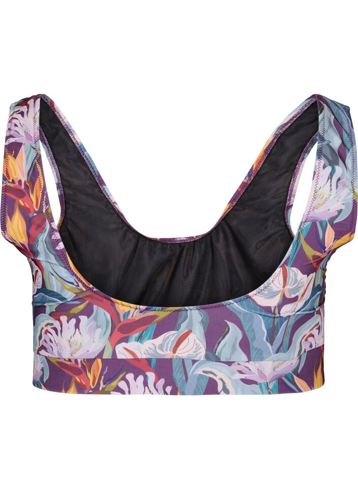 Mönstrad bikinitop med rund halsringning, Deep Tropical Print, Packshot image number 1
