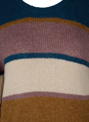 Randig stickad tröja med ull och rund halsringning, Rubber Stripe Comb, Packshot image number 2